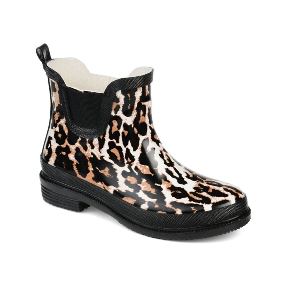 JOURNEE COLLECTION Womens Brown Leopard Tekoa Round Toe Rain Boots 7 M